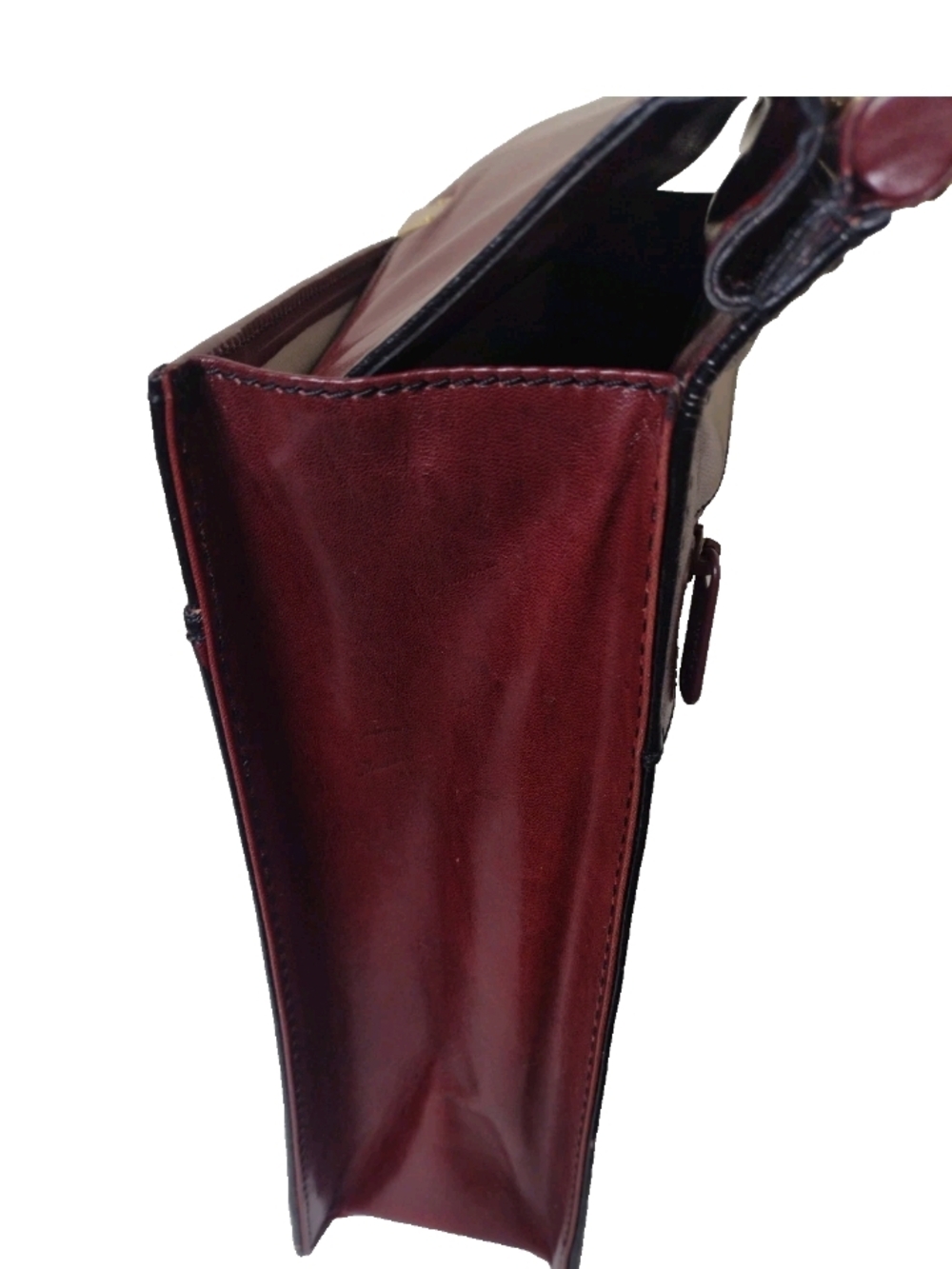 Classic Burgundy Leather Briefcase with Gold Hardware - Picture 4 of 16